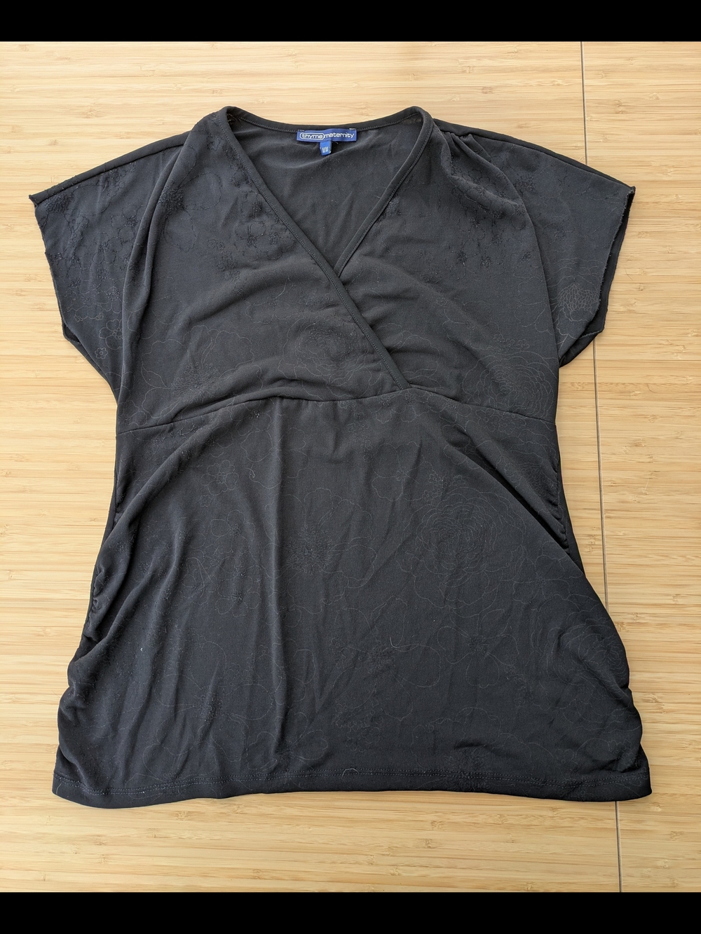 Thyme Maternity Black Wrap-Style Top